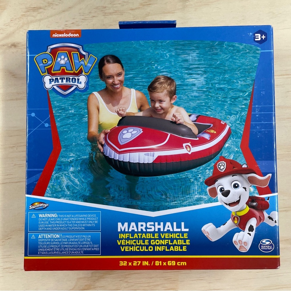 Swimways Nickelodeon Paw Patrol Marshall Inflatable Pool Boat Vehicle Float NIB